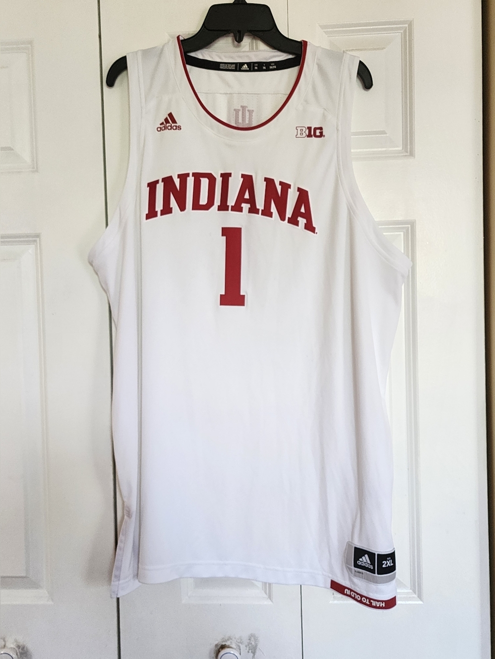 Size 2 X X  adidas  Men's White and Red Indiana Basketball Jersey #1
